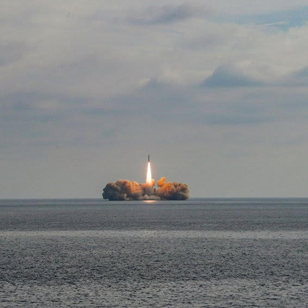 a rocket launches off the coast of jeju island